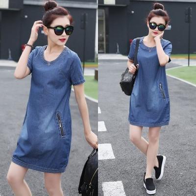 ĐẦM JEAN SUÔNG PHOM BÍ PHỐI DÂY KÉO TÚI - NJ248